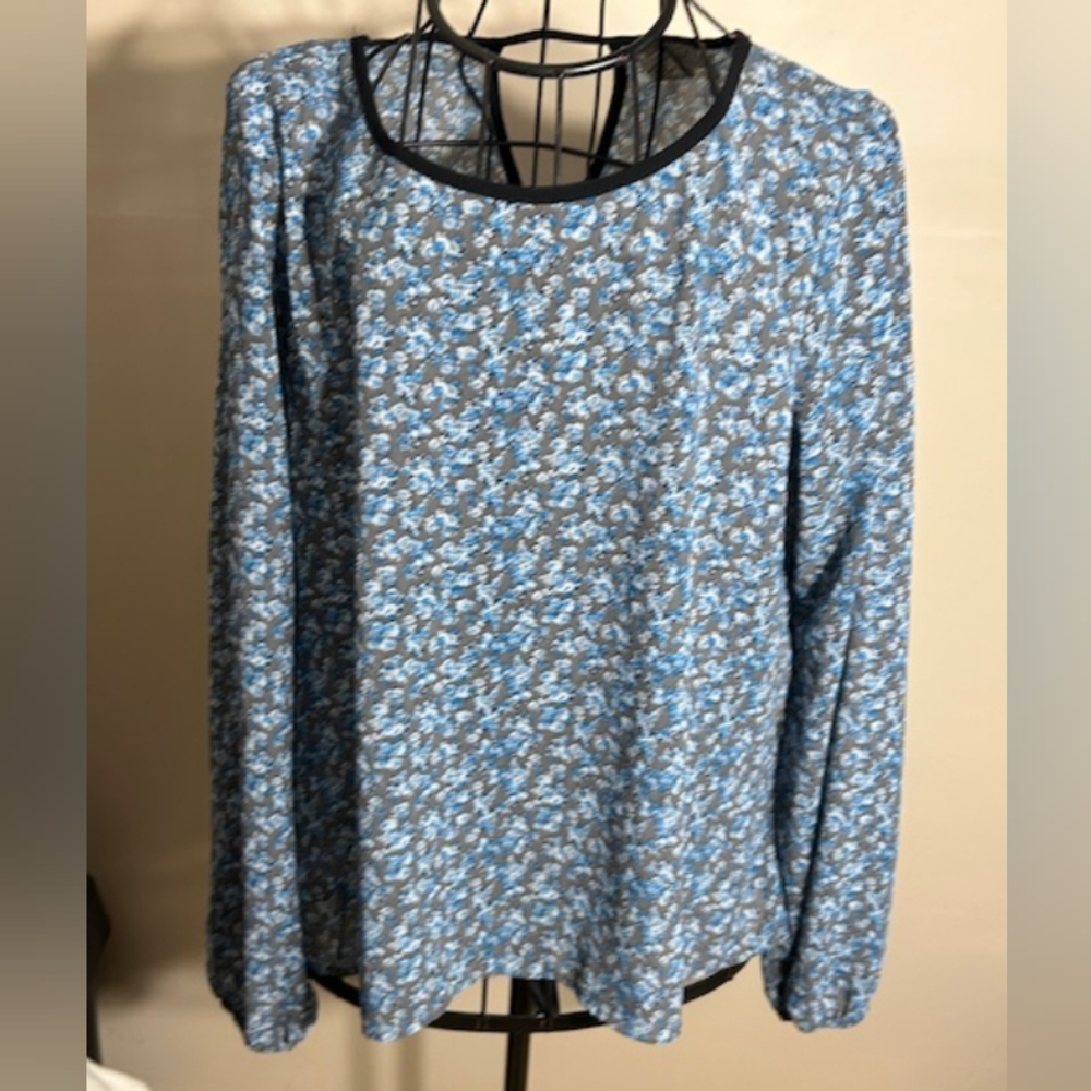 🍋‍🟩 size extra large womens long sleeved shirt top t blue floral casual dress